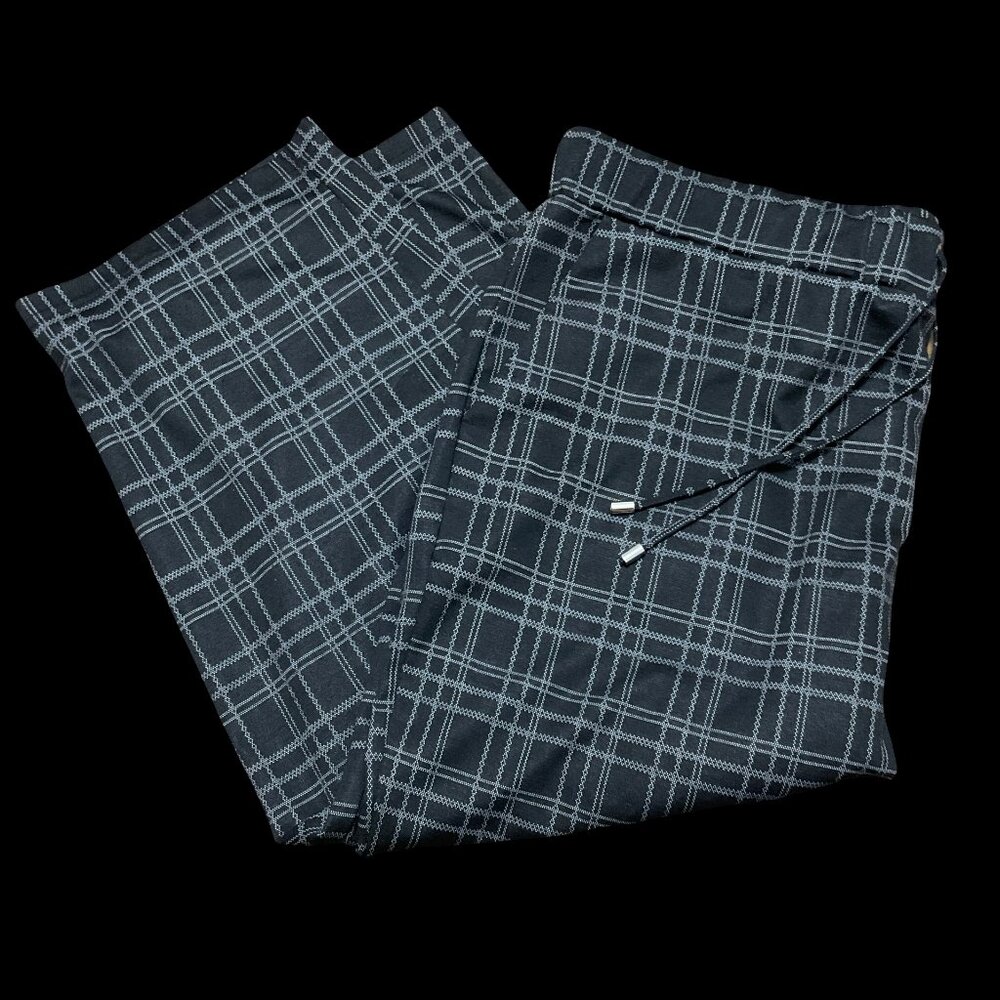 Lily Morgan Black/Grey Plaid Drawstring Pant 2X